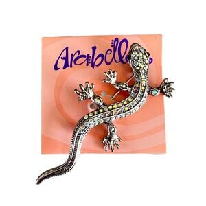 90s Vintage Arabella Rhinestone Lizard Brooch
